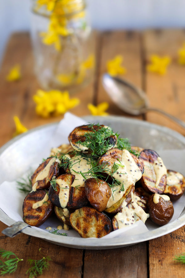 Grilled Potato Salad with Creamy Mustard Dill Dressing