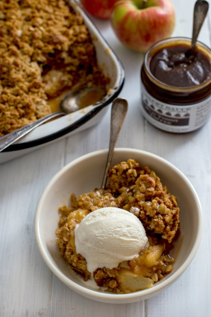 Apple Crisp with Rum Dessert Sauce