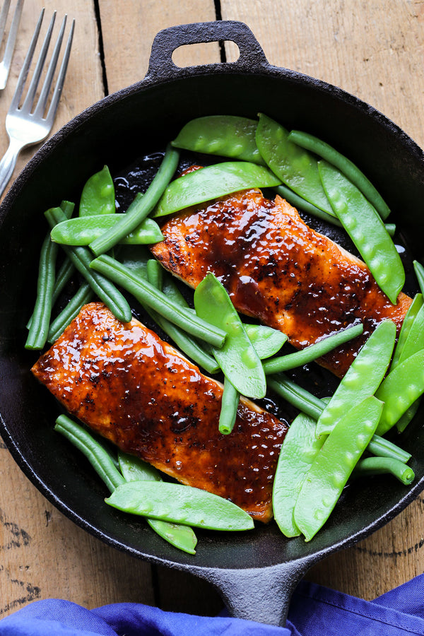 Korean Glazed Gochujang Salmon with Korean Raspberry Gochujang BBQ Sauce