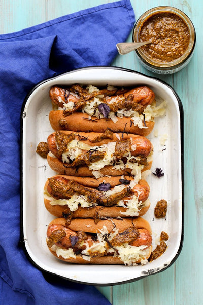Grilled Bratwurst with Horseradish Mustard Sauce - Spicy Southern