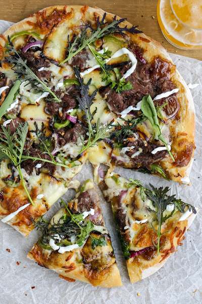 Triple Ale Onion Steak Bomb Pizza | Wozz! Kitchen Creations