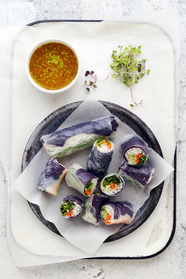 Vegetarian Rice Paper Rolls with Vietnamese Dipping Sauce Nuoc Cham