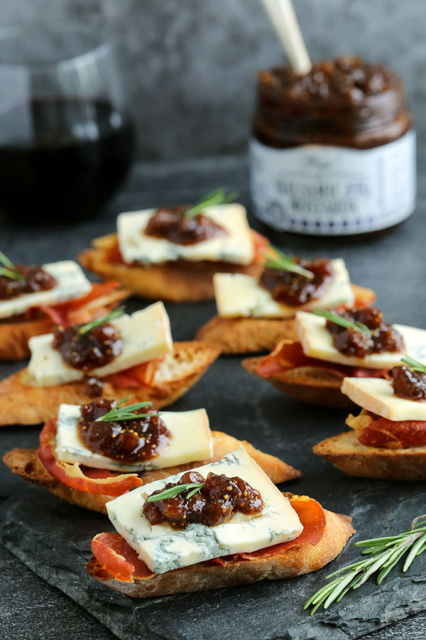 Crostini with Gorgonzola, Prosciutto and Balsamic Fig Spread