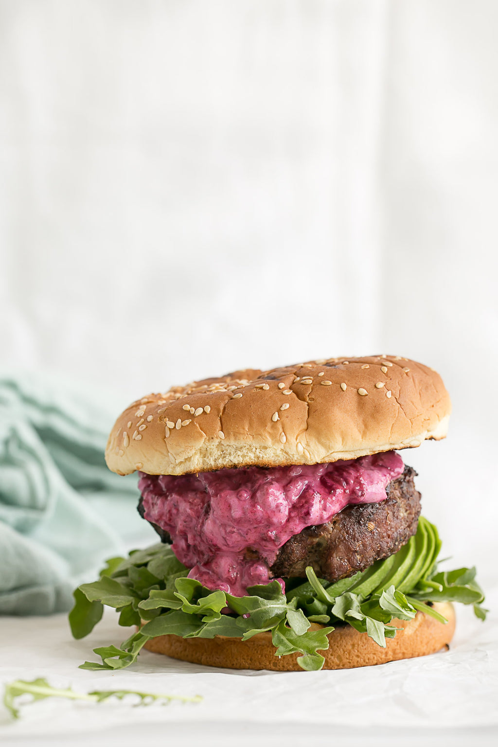 Lamb Burgers with Beet Yogurt Sauce