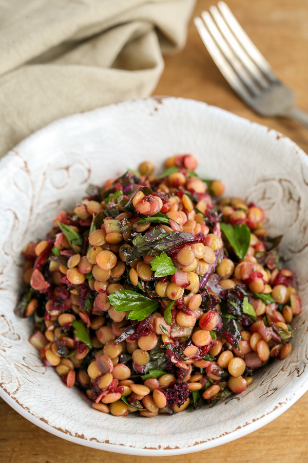 Lentil Salad with Herbs, Kale and Pickled Beet Vinaigrette