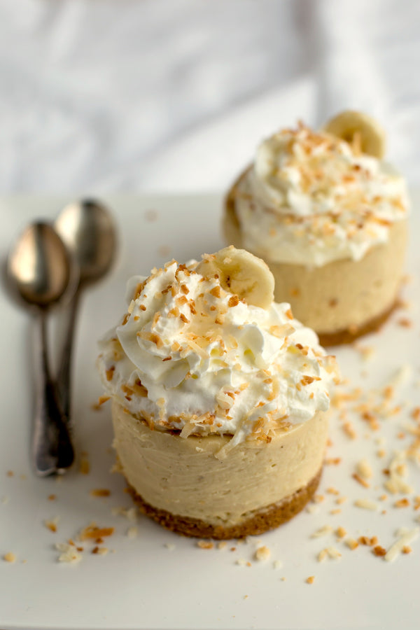 White Chocolate Banana Mini Cheesecakes