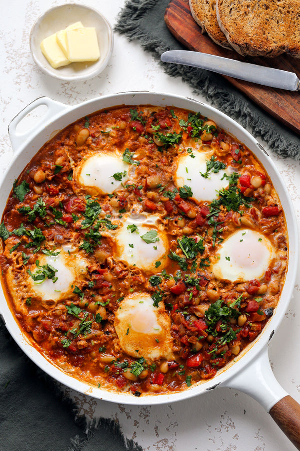 Moroccan Shakshuka Made with Moroccan Tomato Relish