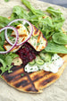 Grilled Pita with Halloumi, Pickled Beet Relish and Salad Greens
