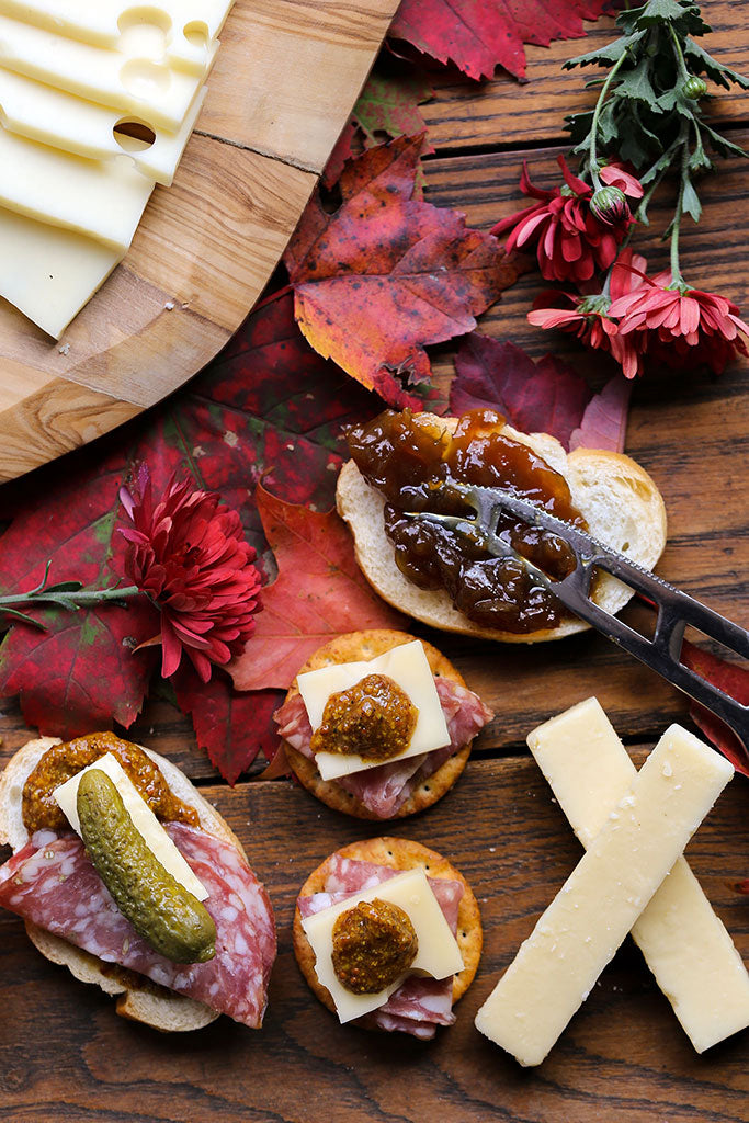 Charcuterie and Cheese Pairing with Mustard and Onion Jam Spread
