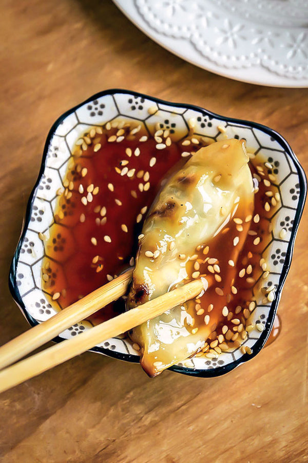 Potsticker Dipped in Ginger Soy Sauce