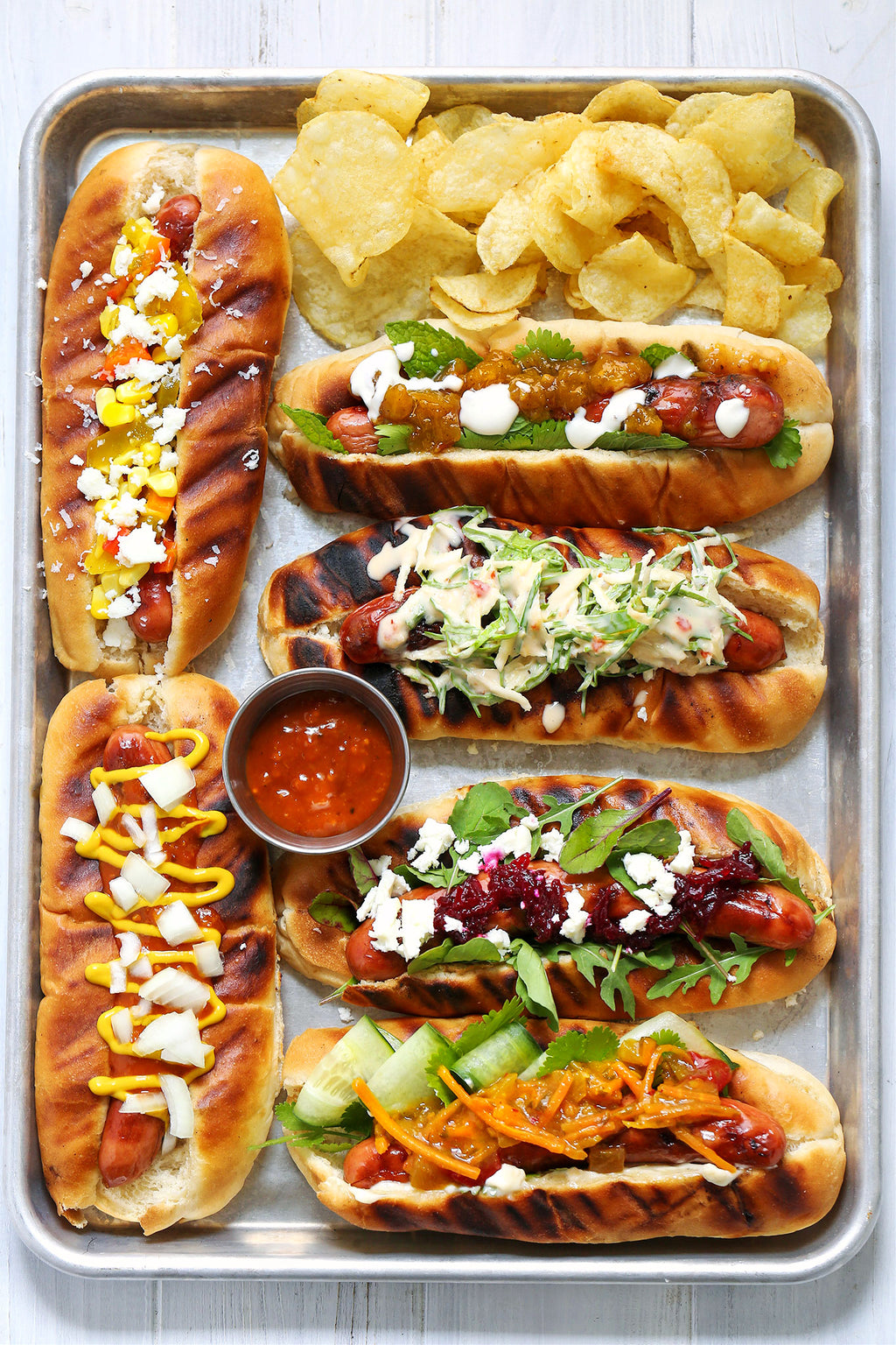 Fancy Hot Dog Condiments and Toppings