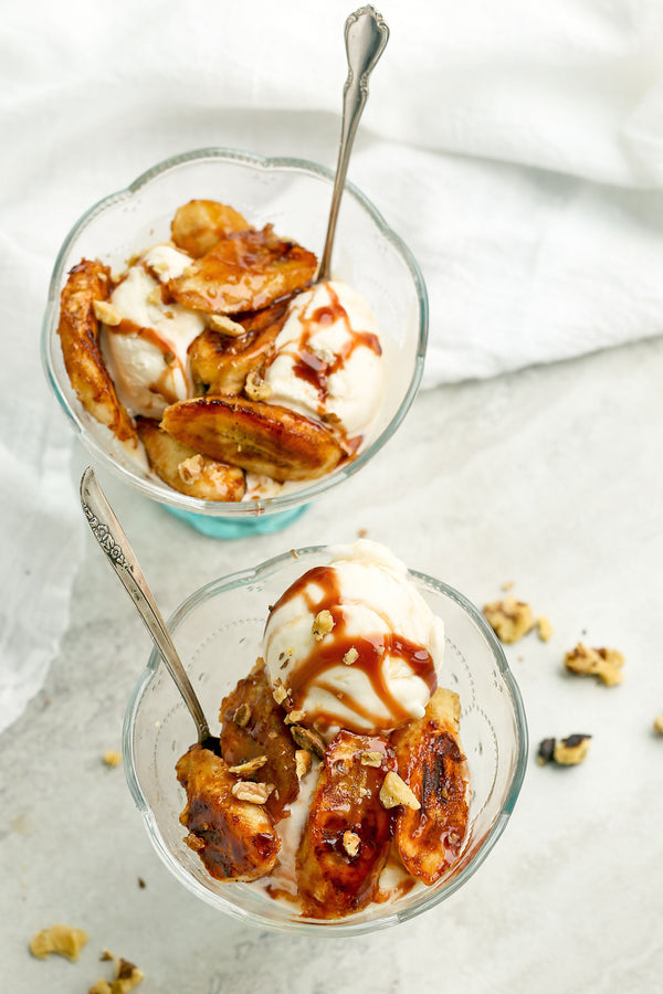 Ice Cream with Caramelized Bananas and Rum Sauce