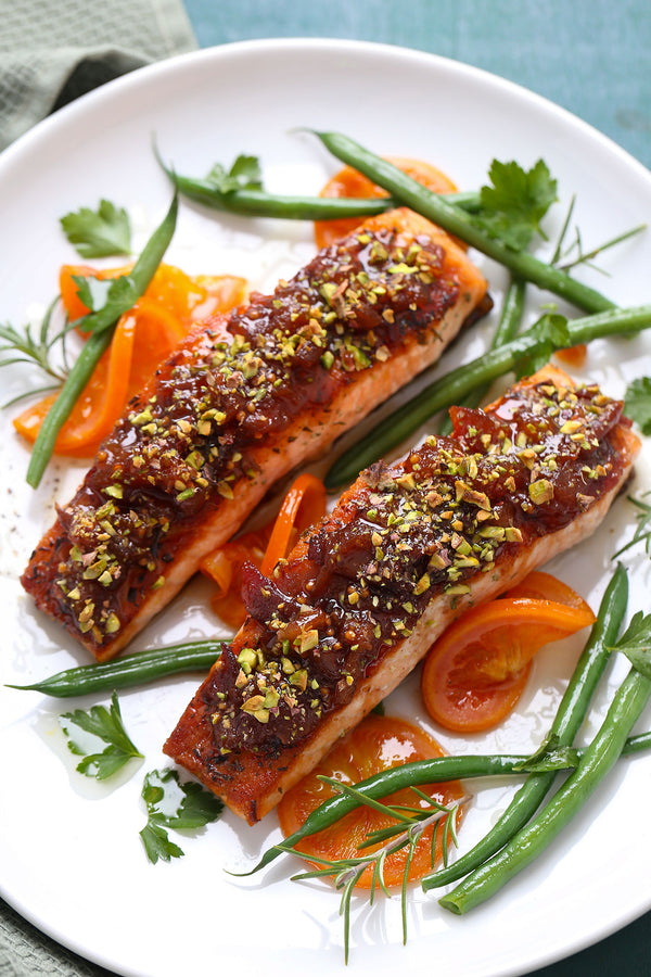 Salmon with Date and Orange Chutney