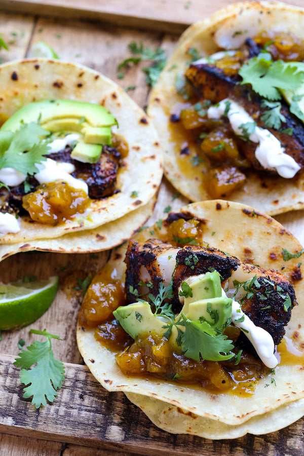 Blackened Fish Tacos with Jamaican Jerk Pineapple Sauce