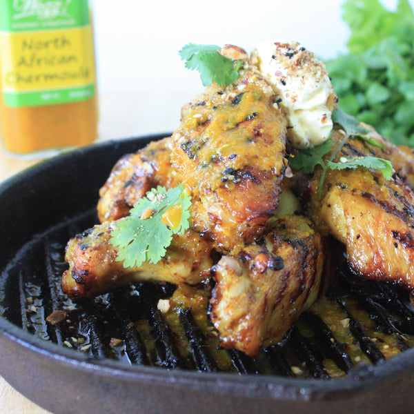 Chermoula Marinated Grilled Chicken Wings by Wozz!