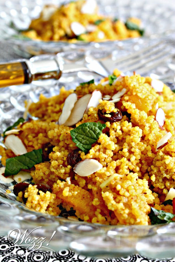 Moroccan Couscous with Chermoula Sauce, Dried Fruit and Orange | Wozz Kitchen Creations