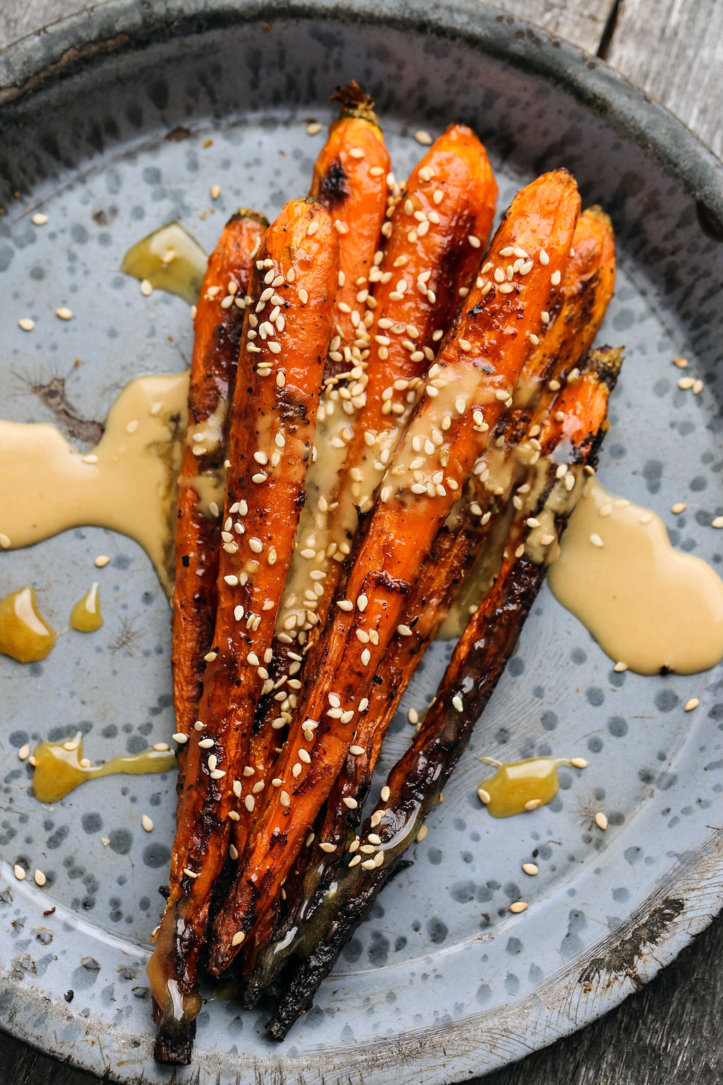 Japanese Sesame Miso Roasted Carrots with Honey