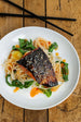 Sweet Chili Orange Sesame Salmon over Noodles