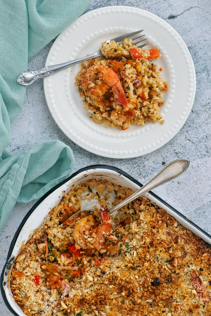 Thai Orange Ginger Shrimp and Rice Bake