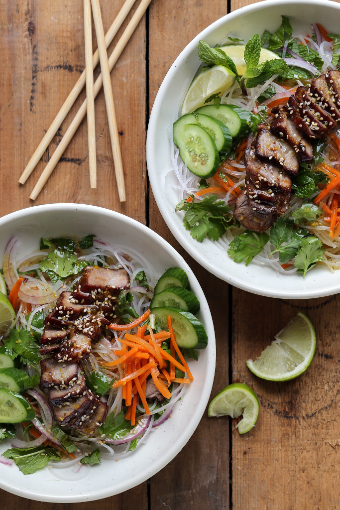 Vietnamese Caramelized Pork and Noodle Salad  with Vietnamese Dressing