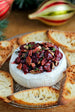 Baked Brie Party Appetizer with Sour Cherry Spice Wine Fruit Compote Spread