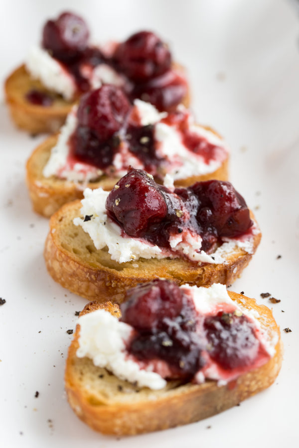 Crostini with Sour Cherry Jam Compote and Goats Cheese | Wozz! Kitchen Creations
