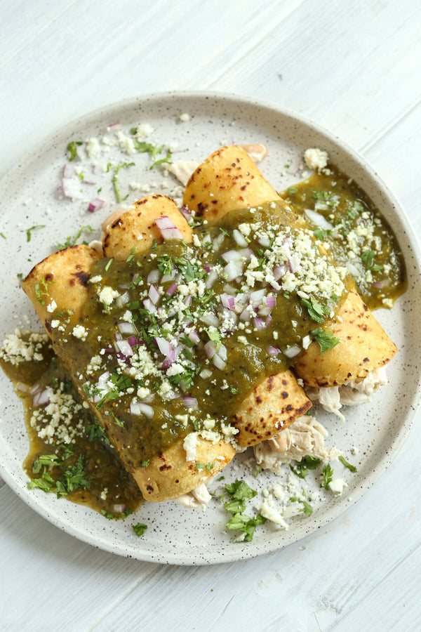 Chicken Enchiladas with Kiwi Lime Salsa Verde | Authentic Verde Enchiladas