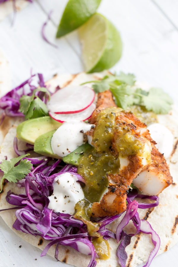 Grilled Fish Tacos with Salsa Verde