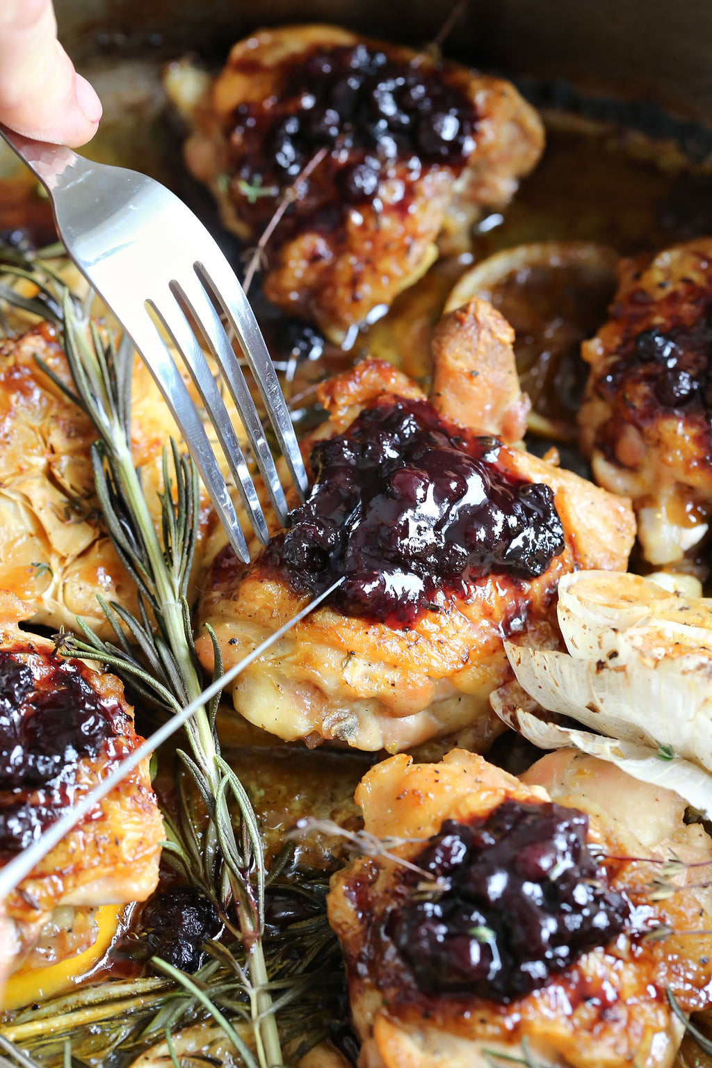 Lemon Rosemary Chicken with Blueberry Maple Walnut Compote