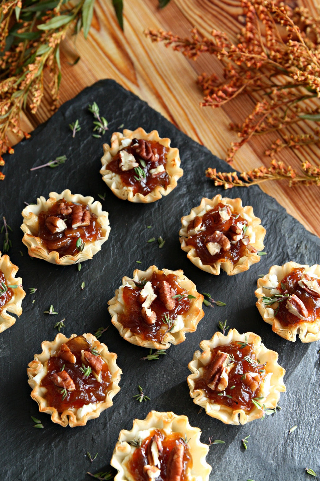 Mini Tarts with Goats Cheese and Onion Jam 