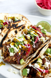 Tacos with Serrano Cilantro Lime Hot Sauce