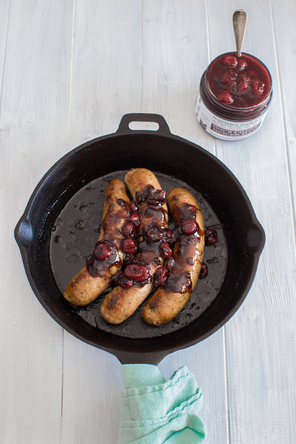 Sausage with Cherry Balsamic Sauce | Wozz! Kitchen Creations